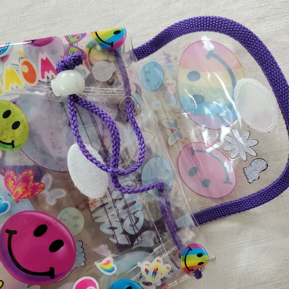 Vintage 90s Lisa Frank Smiley Clear Purple Backpack Mini - Picture 7 of 10